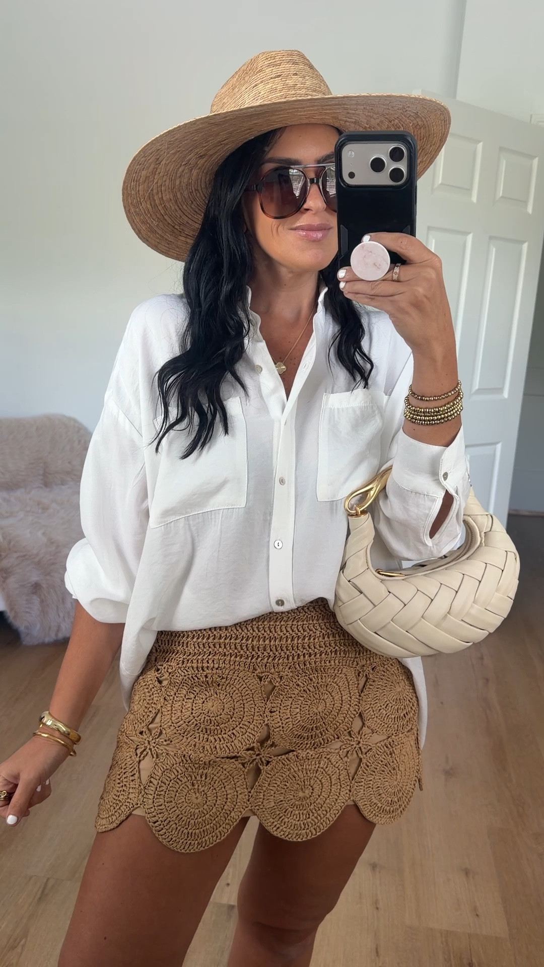 Simonmiller crochet beep beep mini skirt wearing size medium. Comes in 4 colors 

Linked a dupe more affordable option to this skirt in red. Use code houseofsequins30 