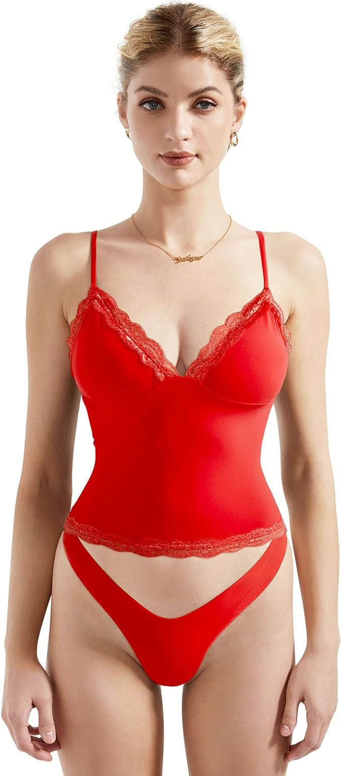 SUUKSESS Women Sexy Deep V Neck Sleeveless Fitted Basic Tops Y2K Tank Top Cami | Amazon (US)