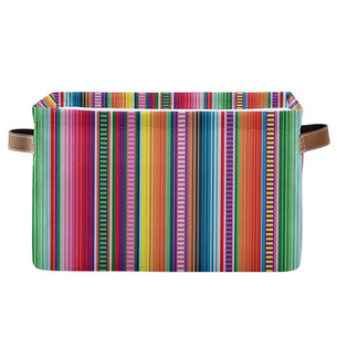 Click for more info about Mazeann Cinco De Mayo Serape Stripes Storage Basket Bin Collapsible Foldable for Clothes Toys Sto...