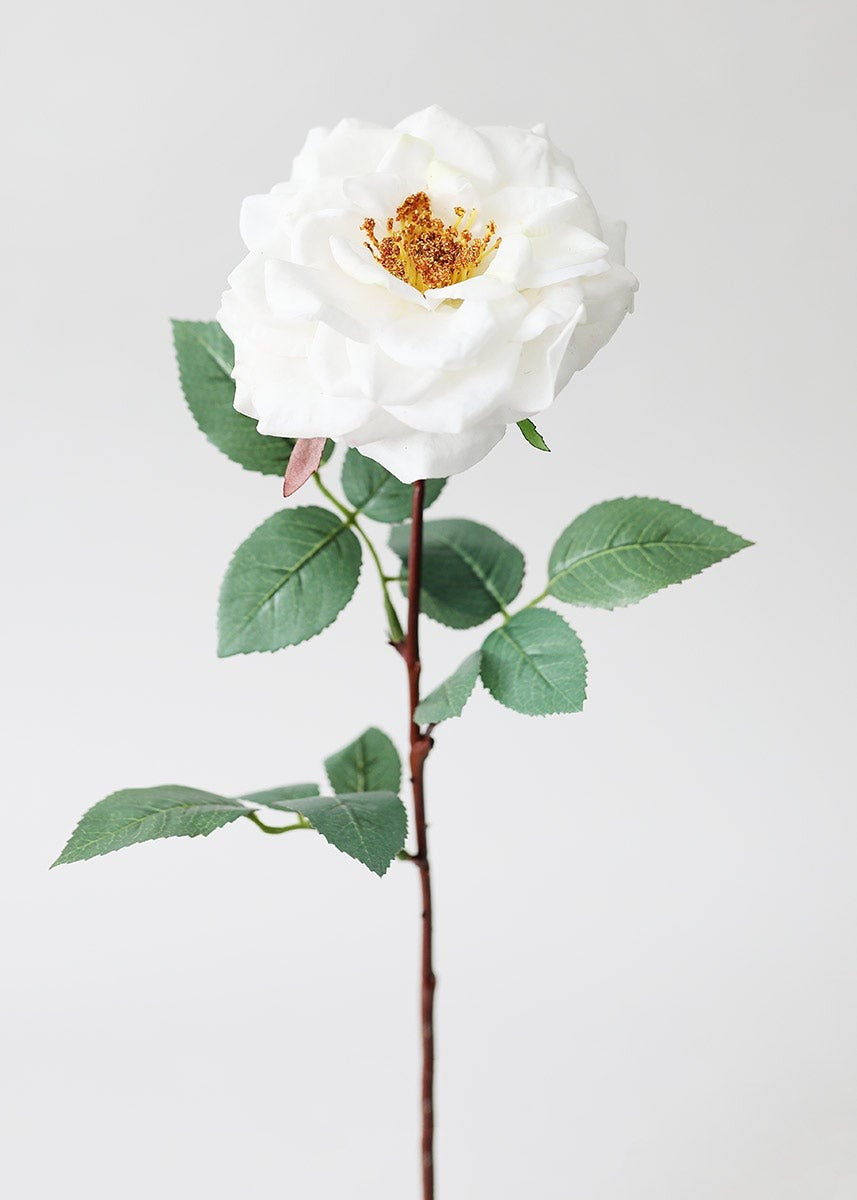 White Real Touch Rose Artificial Flower - 27" | Afloral (US)