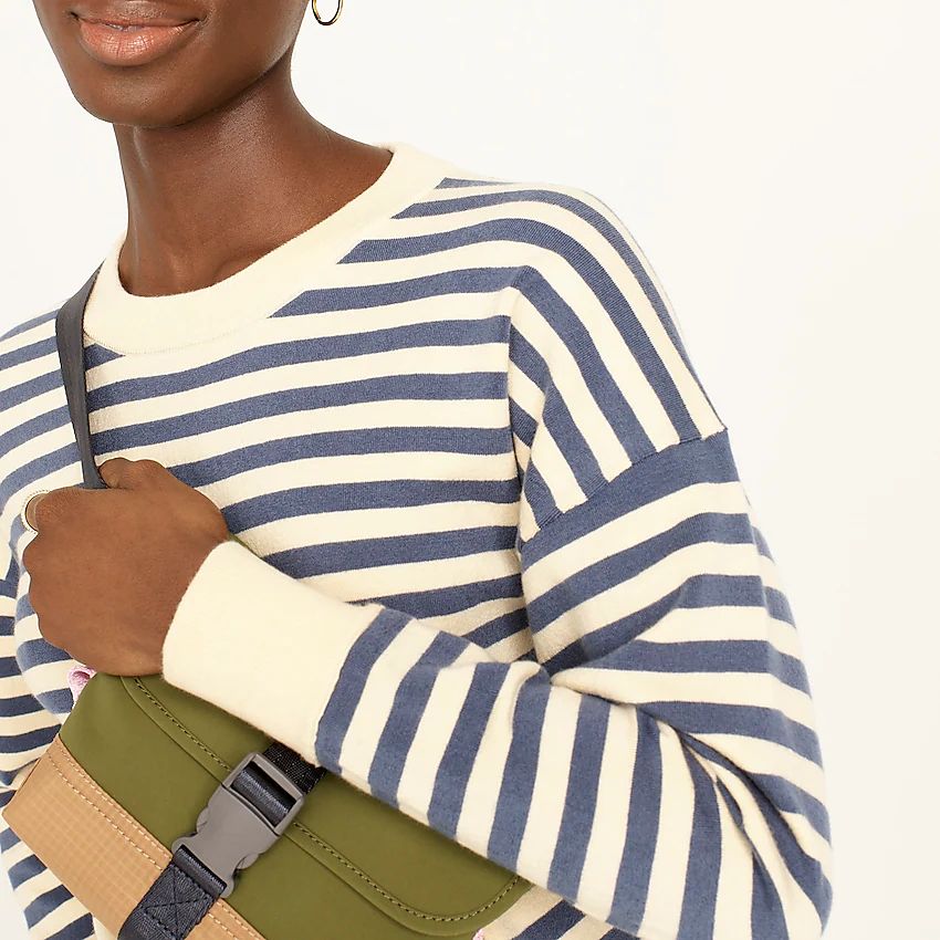 Relaxed silk-blend crewneck sweater in stripe | J.Crew US