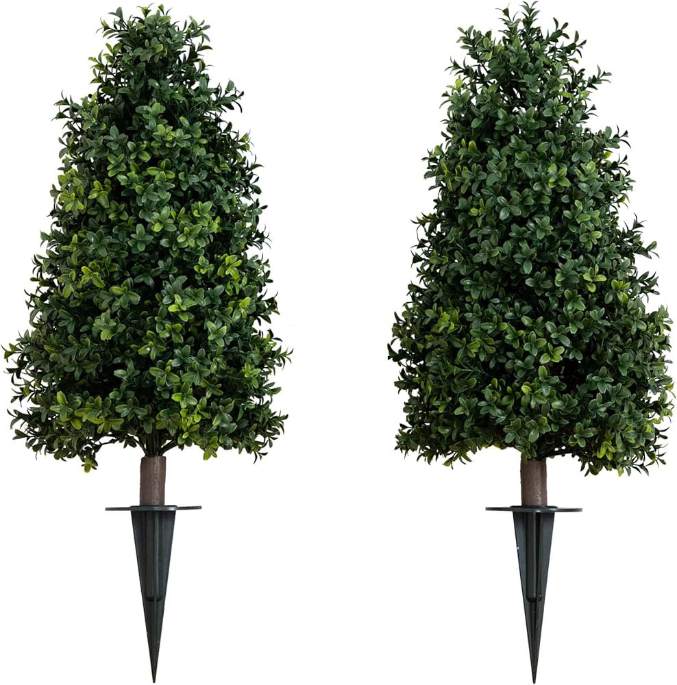 Nearly Natural 2.5ft. UV Resistant Artificial Boxwood Plant with Integrated Ground Stake (Indoor/... | Amazon (US)