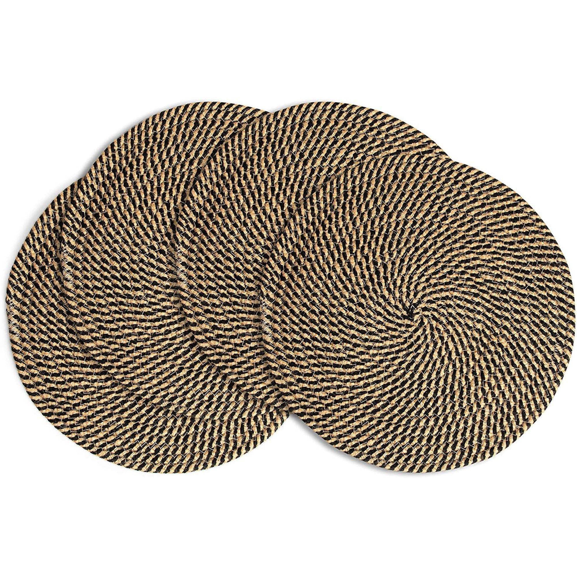 Round Brown Jute Table Placemats Set of 4 Dining Table Mat for Kitchen Party Decor 13-Inch - Walm... | Walmart (US)