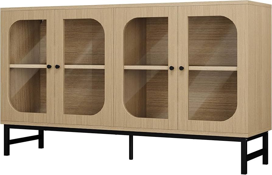 Sideboard Buffet Cabinet with Storage 55" Modern Storage Cabinet with Door and Adjustable Shelves... | Amazon (US)