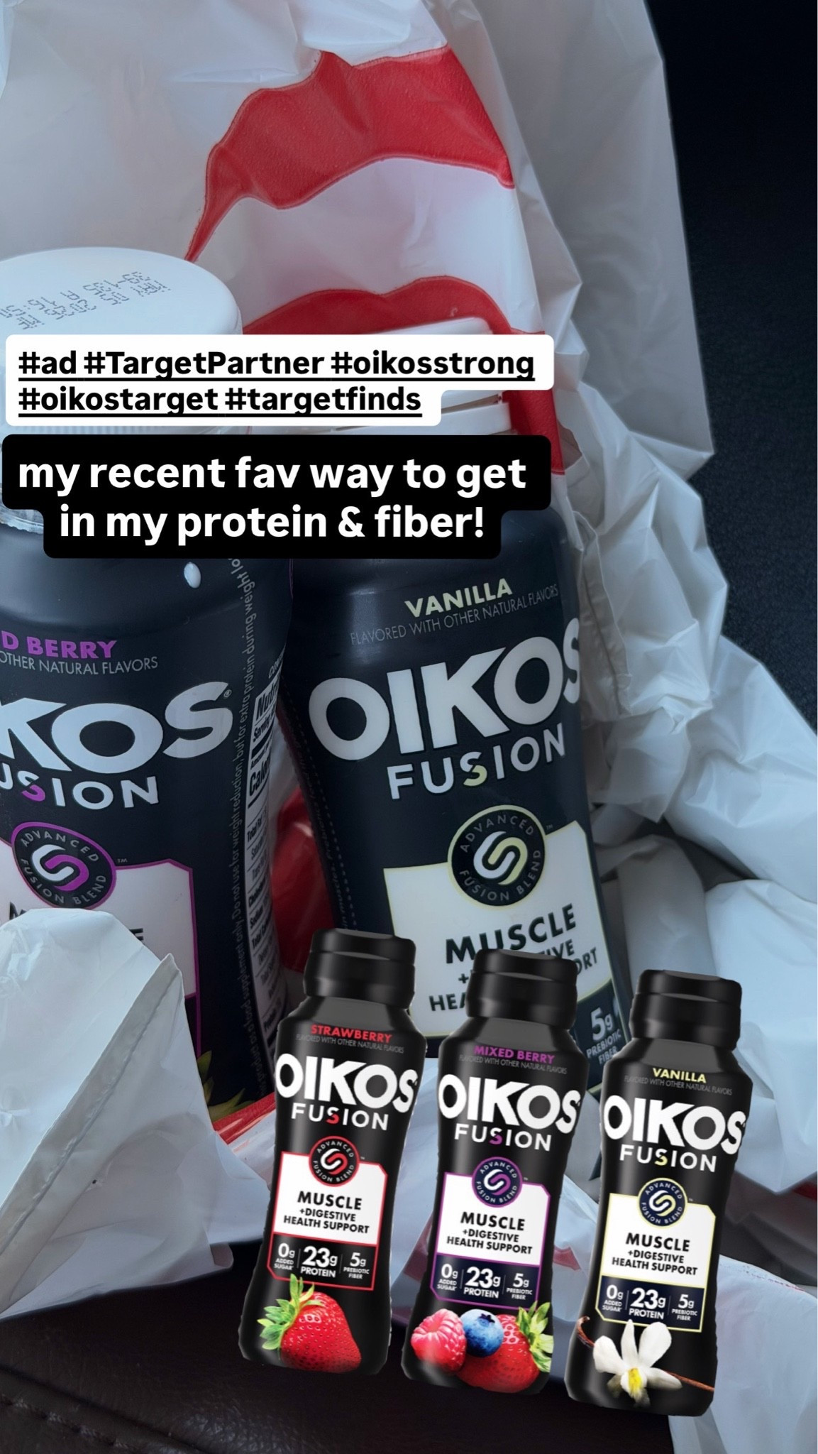 #ad Came for my @oikos but went a little rogue on the way because, it wouldn’t be a @target experience otherwise! 

I had to stock up on my current favorite way to get in my protein with Oikos Fusion that has 23g of complete protein, plus 5g of prebiotic fiber to support digestive health. The Advanced Fusion Blend is patented to help build and retain muscle mass during your fitness journey. Plus, there’s no artifical sweetener and 0g of added sugar.

I’ve linked my entire haul on my @shop.ltk for you! #TargetPartner #oikosstrong #oikostarget #targetfinds

*Contains whey, leucin, and vitamin D which, together with exercise and a balanced diet, help maintain muscles.