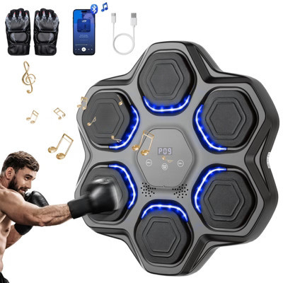 Music Boxing Machine, Interactive Punching Trainer with Boxing Gloves, Large Size Wall Mounted Electronic Boxing Target for Kids | Target
