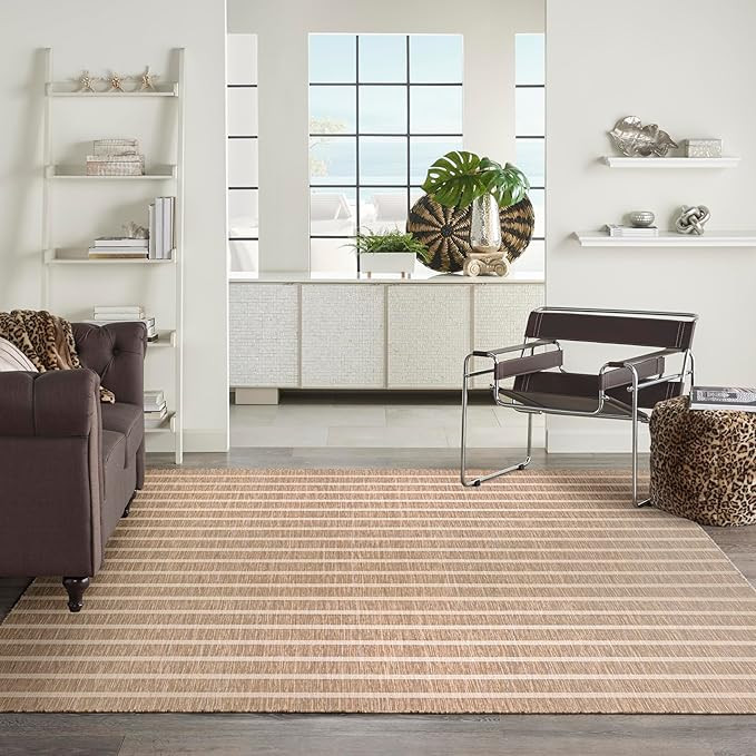 Nourison Home Positano Indoor/Outdoor Beige Ivory 8' x 10' Area Rug, Easy Cleaning, Non Shedding,... | Amazon (US)