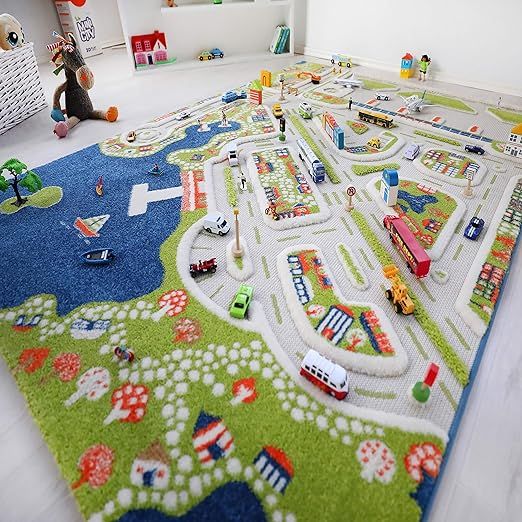 IVI Mini City Thick 3D Kids Play Mat Rug, 71" L x 53" W, Non-Toxic, Stain Resistant, Educational ... | Amazon (US)