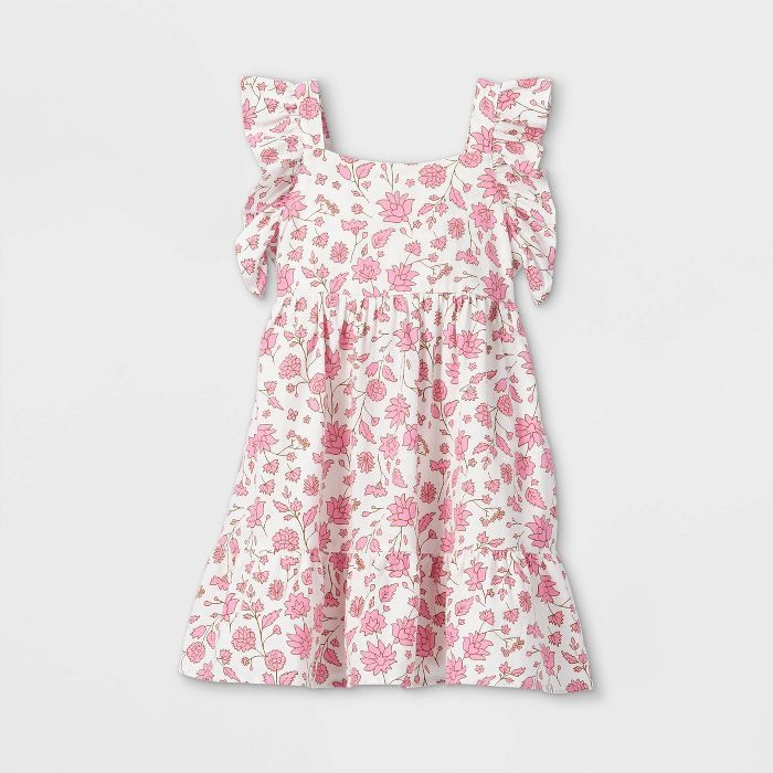 Girls' Floral Flutter Sleeve Woven Dress - Cat & Jack™ | Target