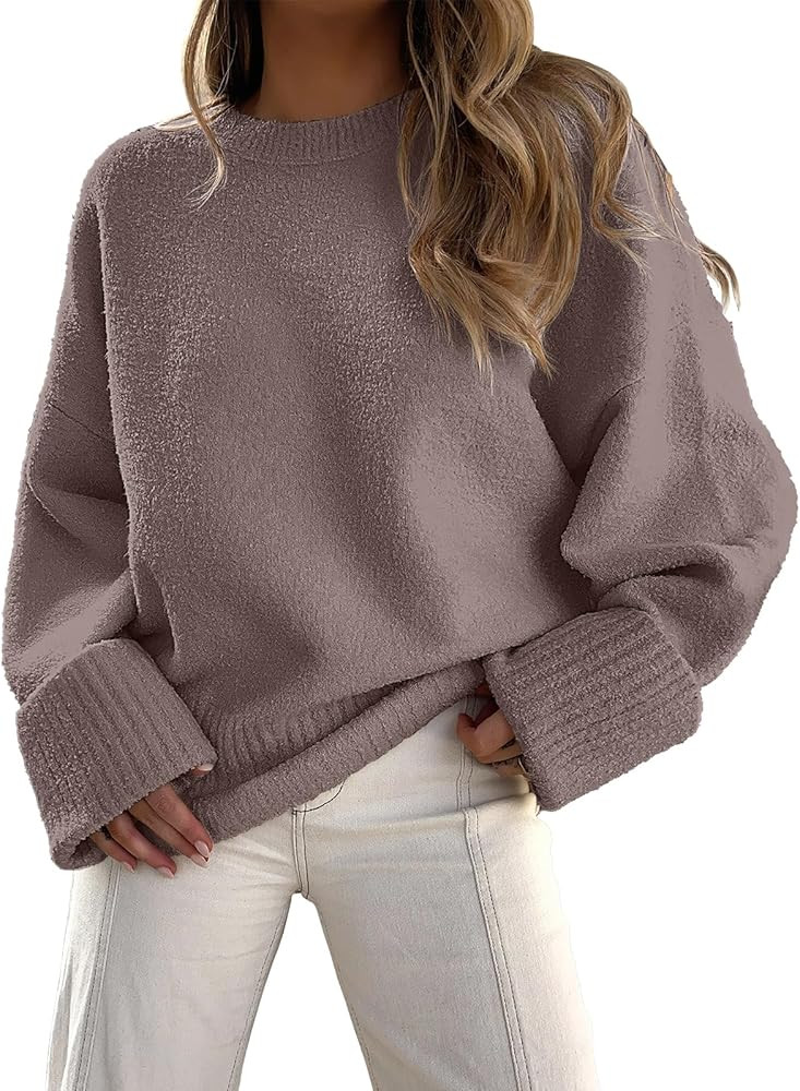 ANRABESS Women's Oversized Sweaters 2025 Long Sleeve Fuzzy Knit Casual Chunky Pullover Sweater Fa... | Amazon (US)