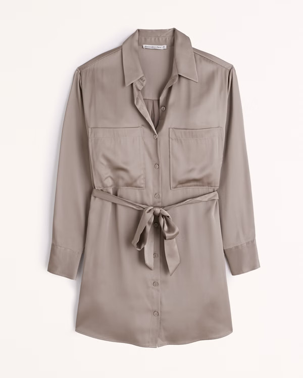 Relaxed Satin Shirt Dress | Abercrombie & Fitch (US)