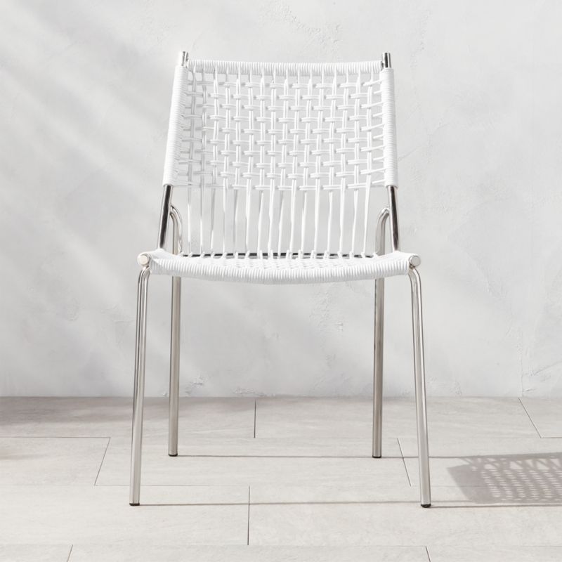 Virve White Rope Outdoor Patio Dining Chair | CB2 | CB2