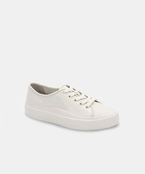 VALOR SNEAKERS IN WHITE EMBOSSED LEATHER | DolceVita.com