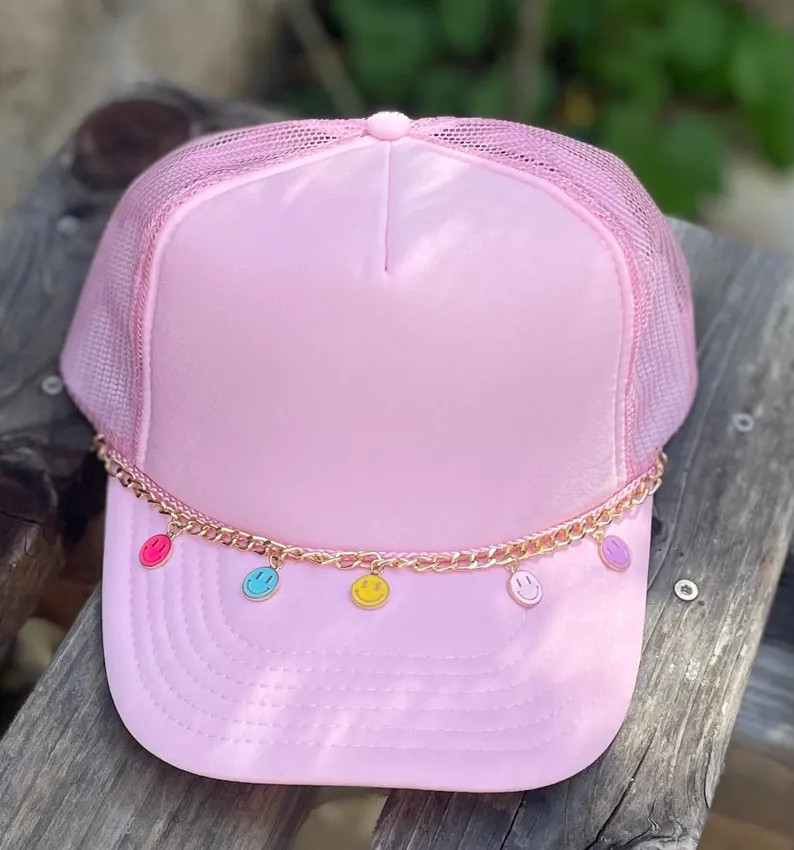 Smiley Face Trucker Hat Chain, Happy Face Trucker Hat Charms - Etsy | Etsy (US)