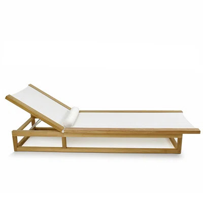 84" Long Teak Single Chaise Sling Lounger | Wayfair North America