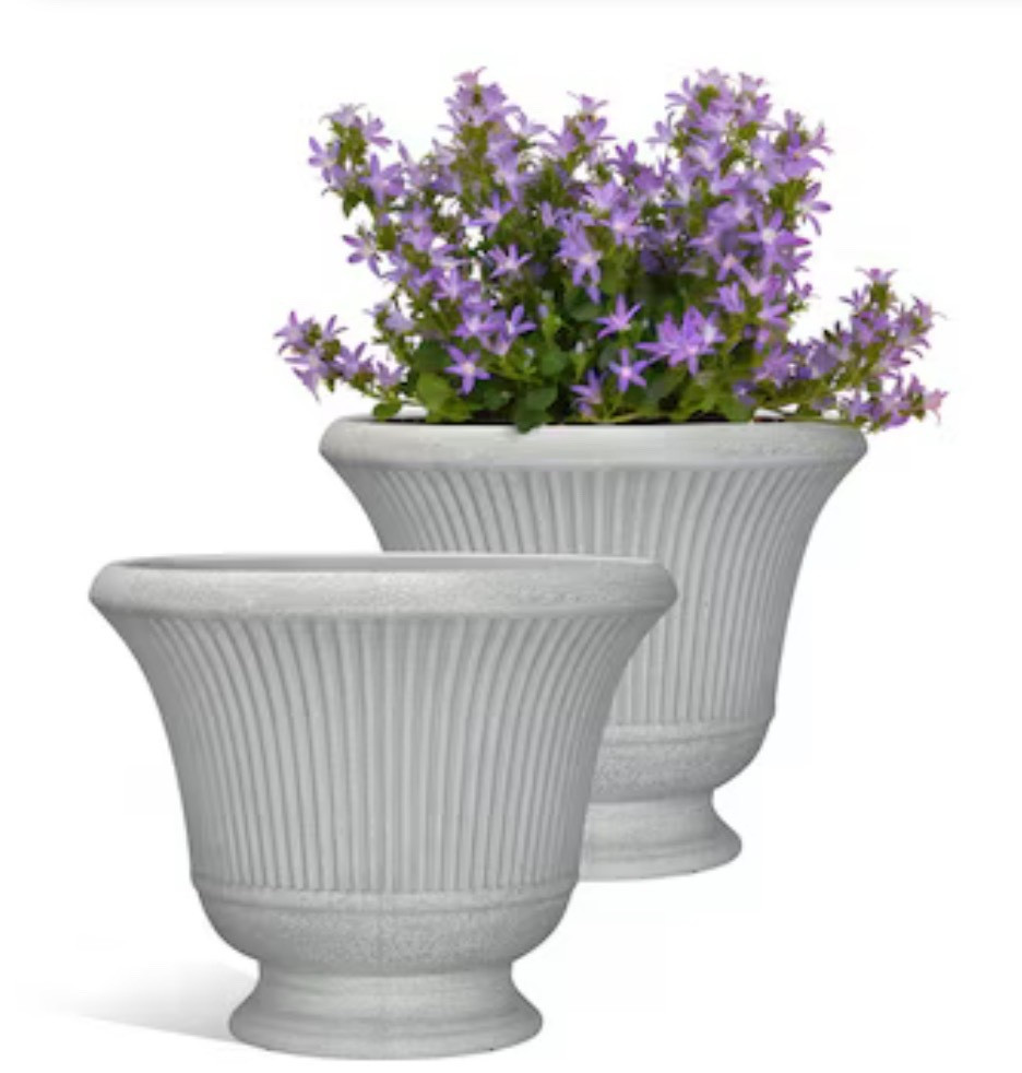 Style Selections 2 -Pack Urn 14.33-in W x 14.33-in L x 12.76-in H Limestone Recycled plastic Indoor/Outdoor

#LTKHome #LTKSeasonal #LTKSaleAlert