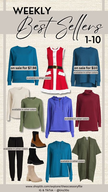 This past week's top 10 best sellers!

$10 sweatshirt, Side slit hem sweatshirt, super soft hoodie, waffle knit thermal shirt, super soft joggers, fall fashion, fall outfits, athleisure, fall shoes, fall boots, Walmart fashion finds, Walmart must haves, Thanksgiving outfit, winter fashion, winter outfits, gifts for her 

#LTKfindsunder50 #LTKGiftGuide #LTKsalealert