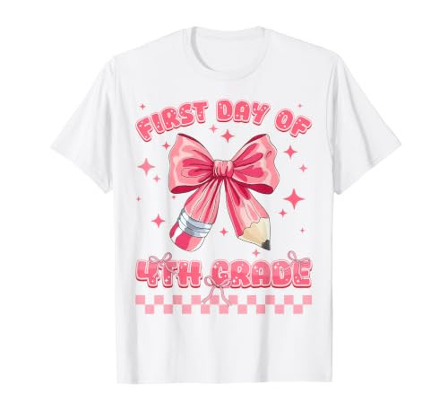 First Day of 4th Grade Coquette Back to School Girls Kids T-Shirt | Amazon (US)