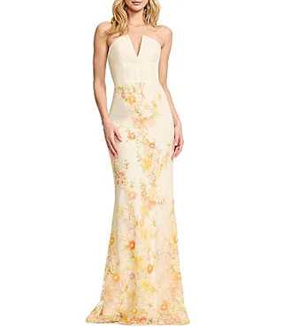 Dress the Population Fernanda Strapless V Neck Long Dress - L | Dillard's