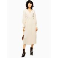 Pleated Wrap Dress - Cream | Very (UK)