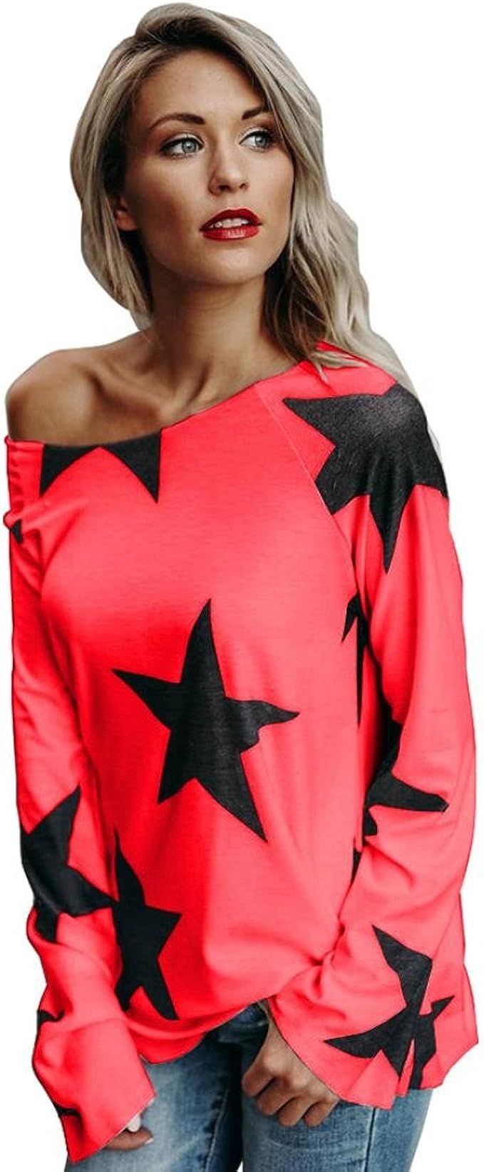 Vovotrade Adorable Women Girl Strapless Star Sweatshirt Long Sleeve Crop Jumper Pullover Tops | Amazon (US)