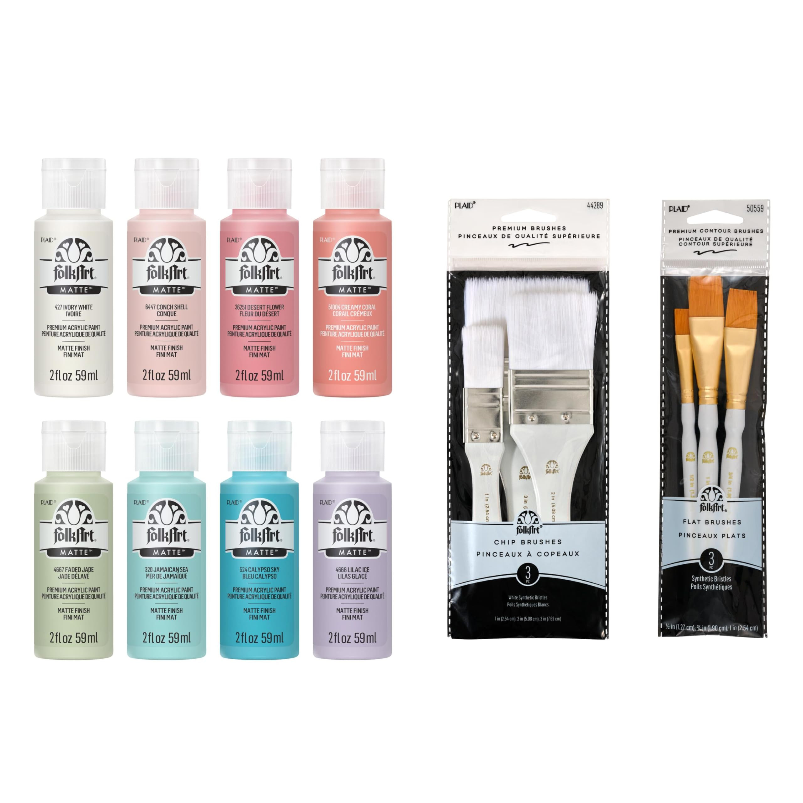 FolkArt, Peaceful Mindful Matte Acrylic Craft Kit, Colors, 14 Piece Set with 8 Paints and 6 Premi... | Amazon (US)