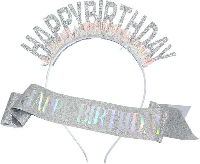 Birthday Headbands And Sash Set Luxurious Celebration Headwear Adjustable For Celebrations And Pa... | Amazon (US)