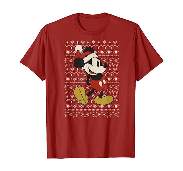 Disney Vintage Mickey Mouse Holiday T-Shirt | Amazon (US)