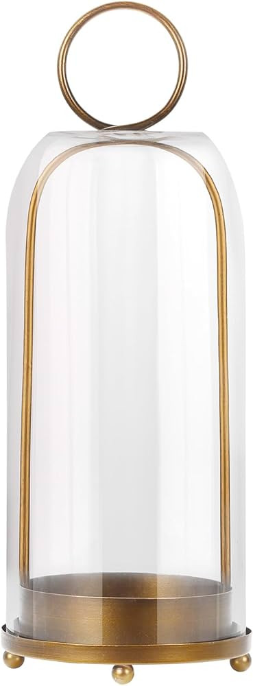 16" High Versatile Modern Metal Hurricane Lantern with Handmade Sturdy Glass Dome in Antique Bras... | Amazon (US)