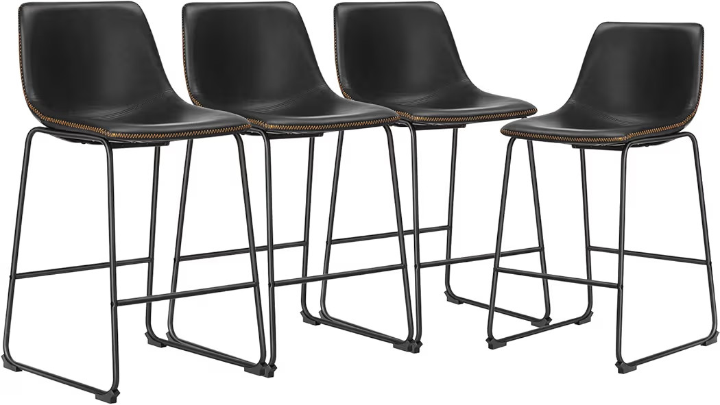 DUMOS 26 Inch Counter Height Bar Stools Set of 4, Modern Faux Leather High Barstools with Back an... | Amazon (US)