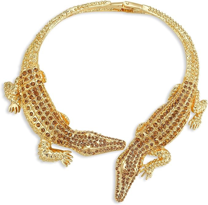Wellotus Women's Statement Crystal Crocodile Choker Necklace Hip Hop Costume Cocktail Alligator P... | Amazon (UK)