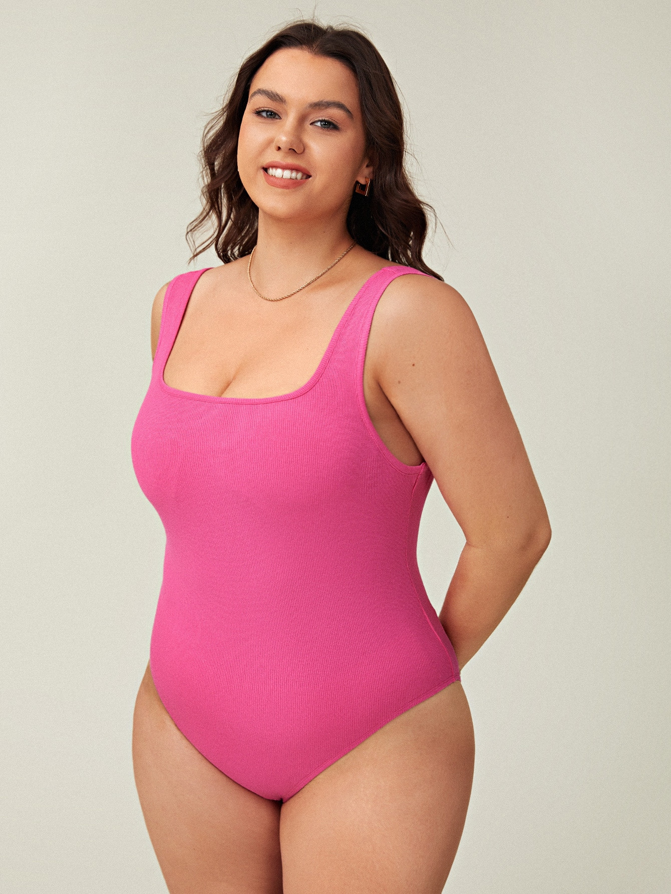 SHEIN BASICS Plus Solid Tank Bodysuit | SHEIN