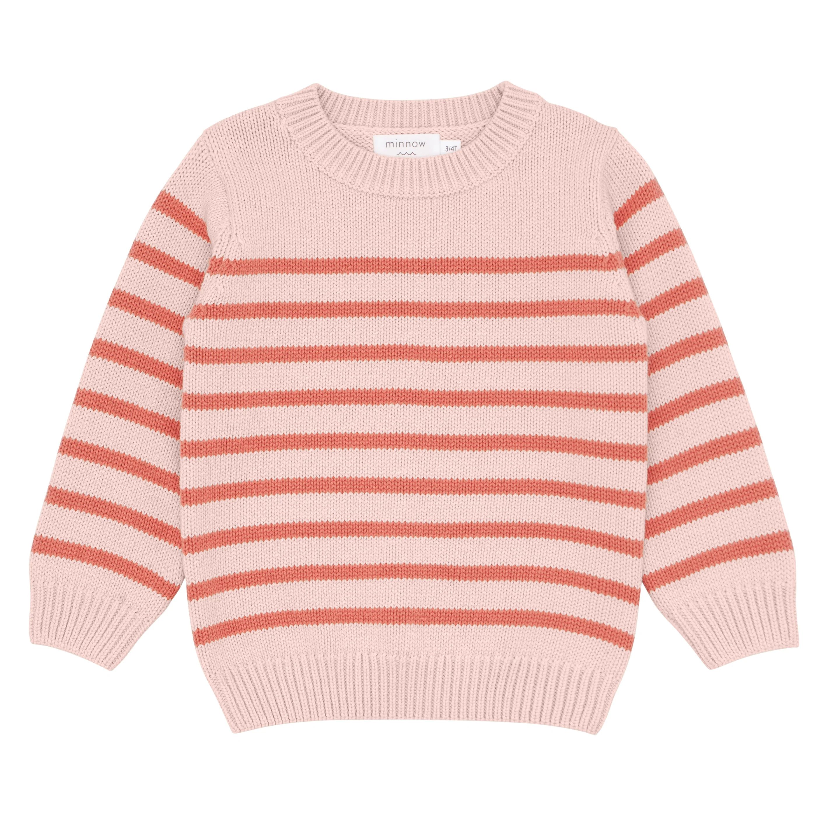 unisex pink and dusty red stripe knit sweater | minnow