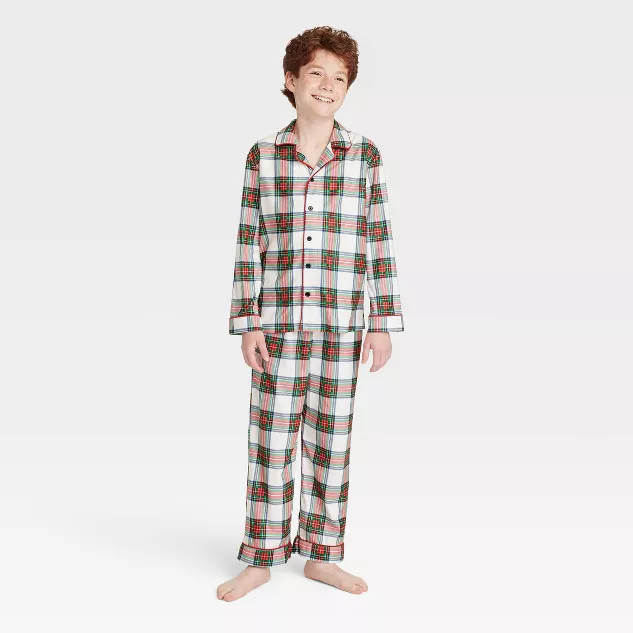 Kids' Holiday Tartan Plaid Matching Family Pajama Set - Wondershop™ Cream | Target