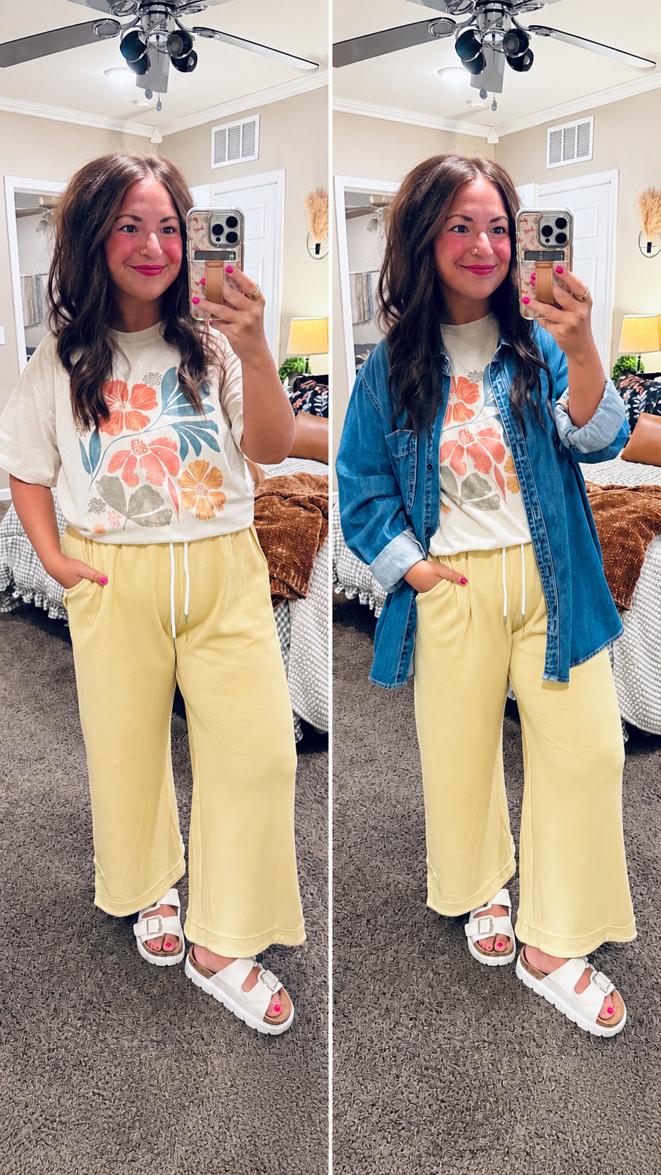 The easiest way to stretch an outfit into fall? Add a denim shirt! 💛 Layer it over a graphic tee & comfy pants for a casual classroom look as the weather cools down. 

 #LTKootd #LTKMidsize #LTKWorkwear