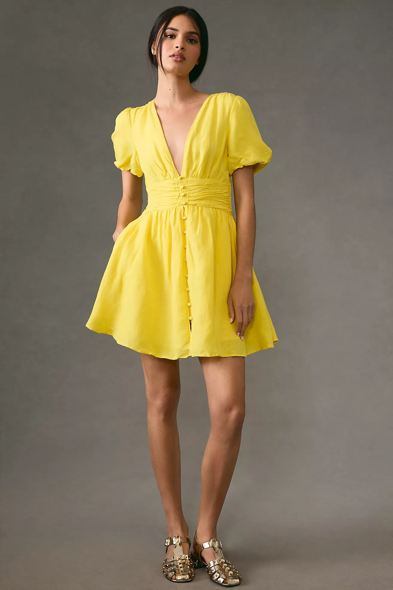 The Katerina Button-Front Mini Dress | Anthropologie (US)