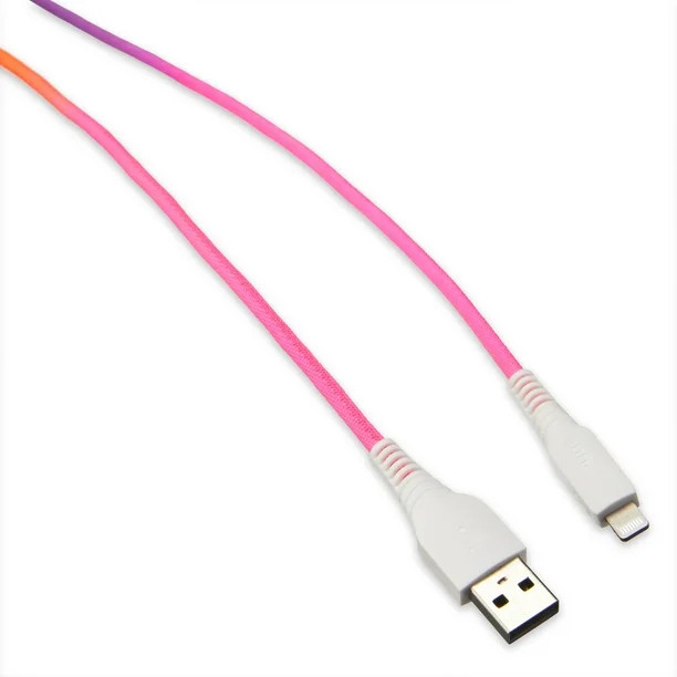 onn. Lightning to USB Rainbow Charging Cable, Multicolor, 6' | Walmart (US)