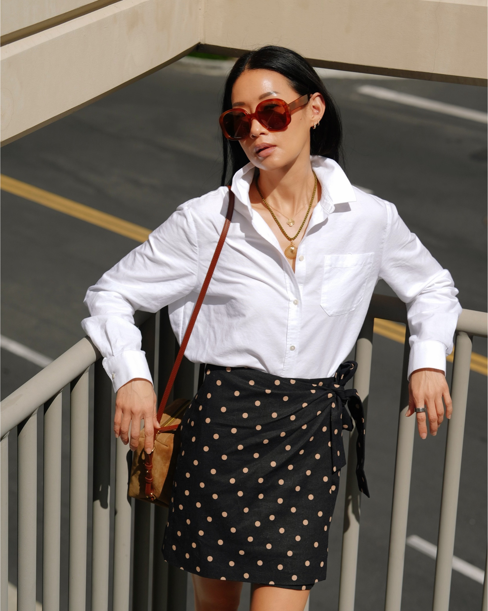 Polka dots for spring and nothing beats a classic white button down. Perfect look for the office too.

Also loving this new shell necklace for spring and summer. @SEZANE 

#LTKWorkwear #LTKootd #LTKOver40