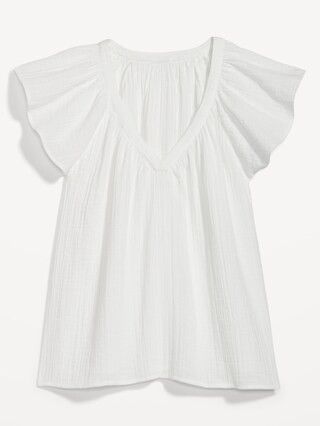 Flutter-Sleeve V-Neck Swing Blouse for Women | Old Navy (US)