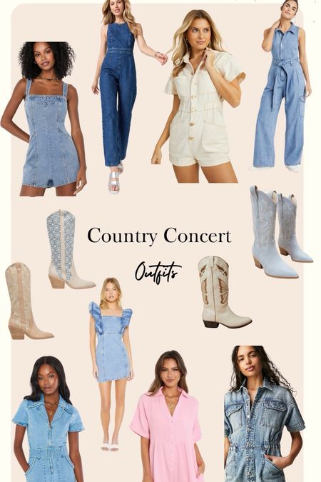 Country concert outfits for the summer days coming up! Sooo many cute denim dresses we’re obsessed! 
#countryconcert #cowgirlboots 

#LTKU #LTKstyletip #LTKshoecrush