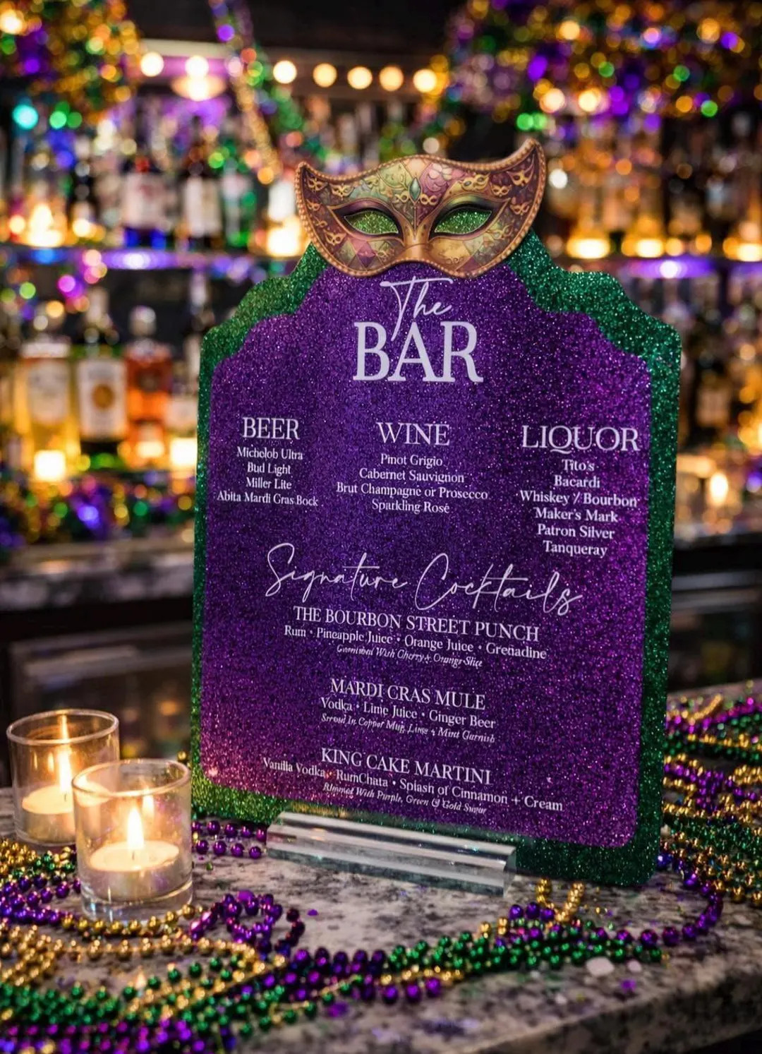Mardi Gras BALL Bar Menu Signature Cocktail Sign, Luxury Drink List - Etsy | Etsy (US)