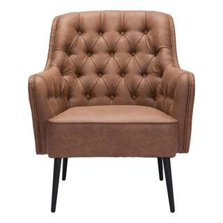 Brown Arm Chair Set of 1 with Tufted Cushions | The Home Depot