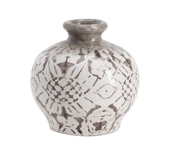 Collette Handcrafted Floral Terra Cotta Vases | Pottery Barn (US)