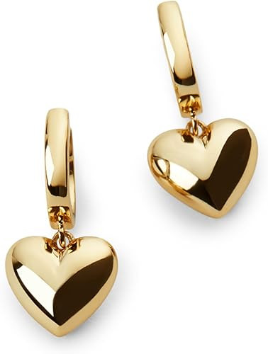 Ana Luisa Puffed Heart Earrings - Heart Charm Huggie Hoops and Earring Stud Styles - Dainty 14K G... | Amazon (US)