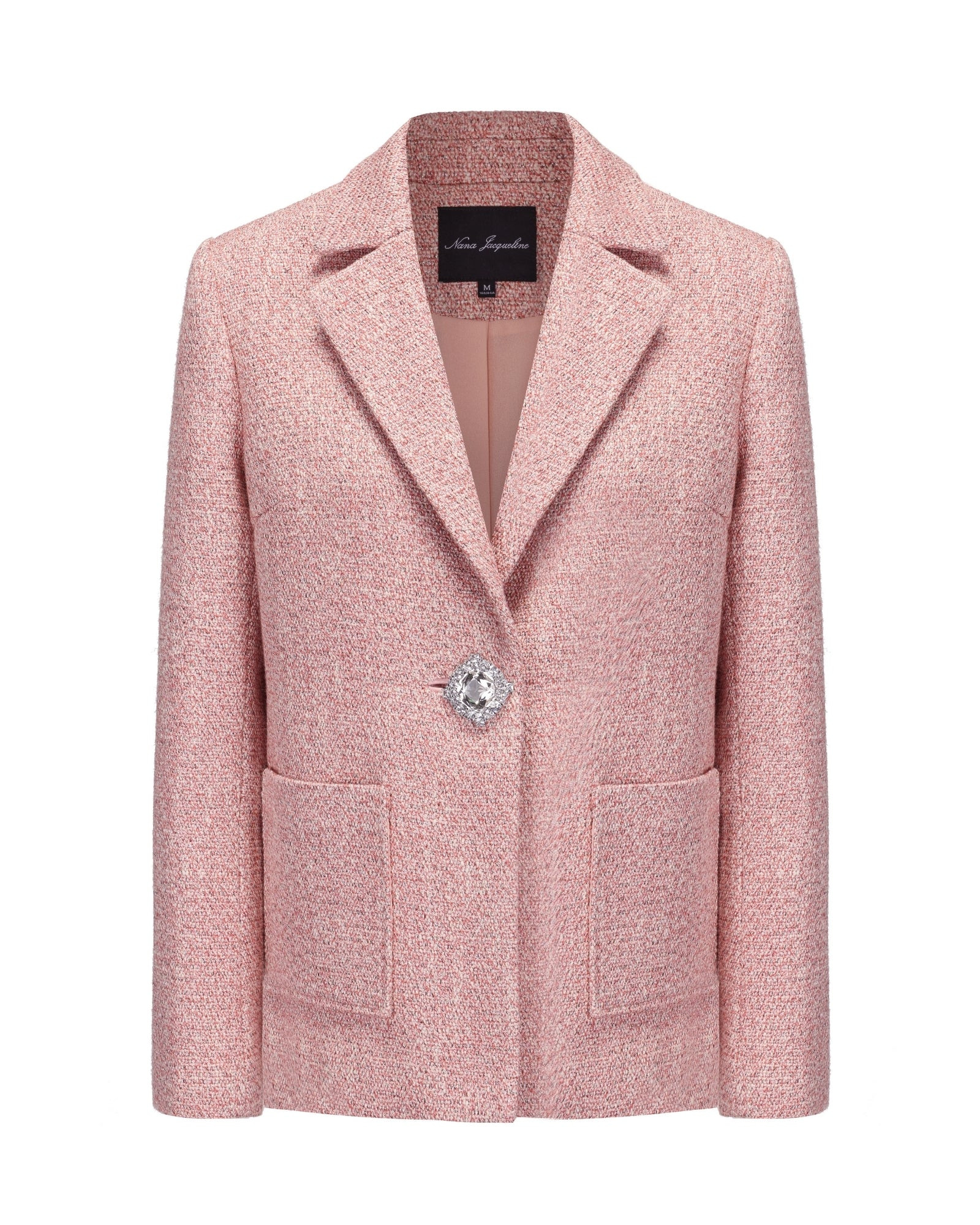 Gia Suit Jacket | Pink Woven Diamond Button Jacket | Designer Suit Set | Nana Jacqueline