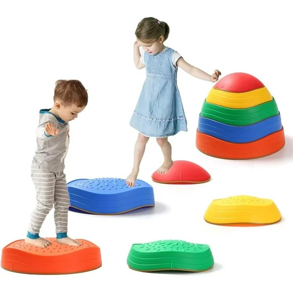 5pcs Non-Slip Sensory Stepping Stones for Kids Ages 3+, Balance Stones for Toddlers, Indoor and O... | Walmart (US)