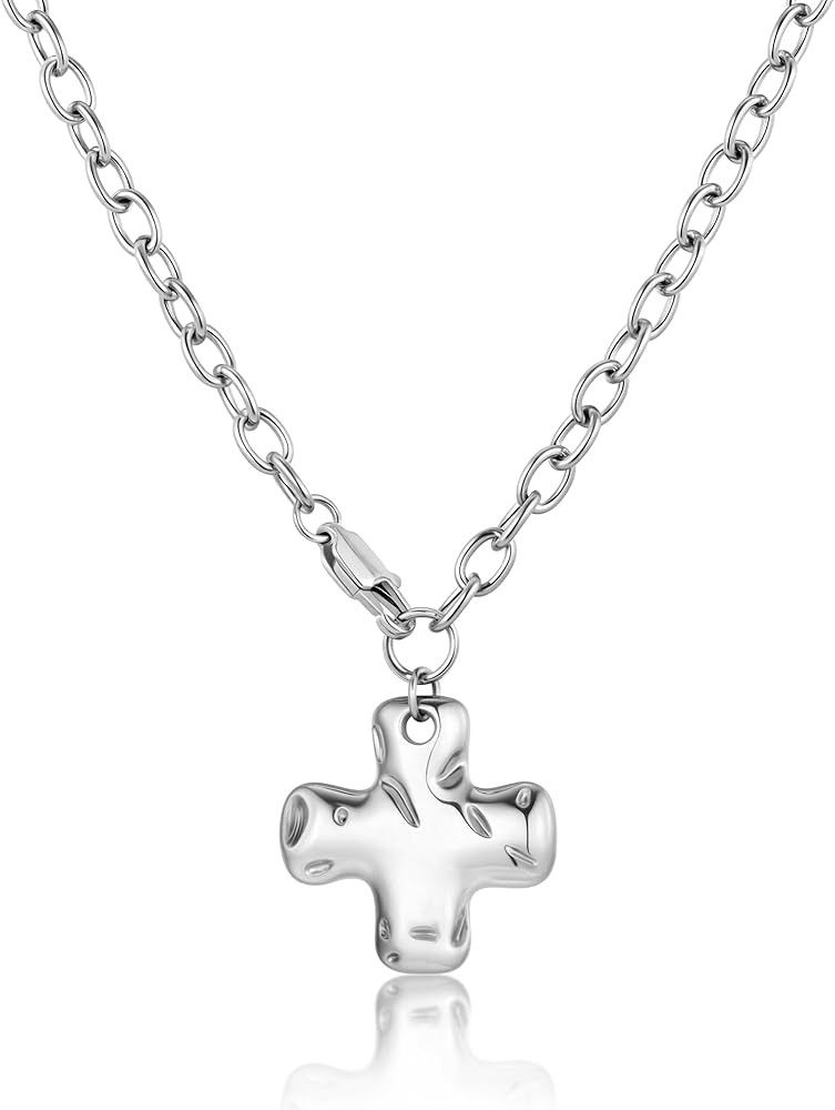 ALEXCRAFT Chunky Cross Necklace for Women Trendy | Stainless Steel Cross Necklace Chunky Pendant ... | Amazon (US)