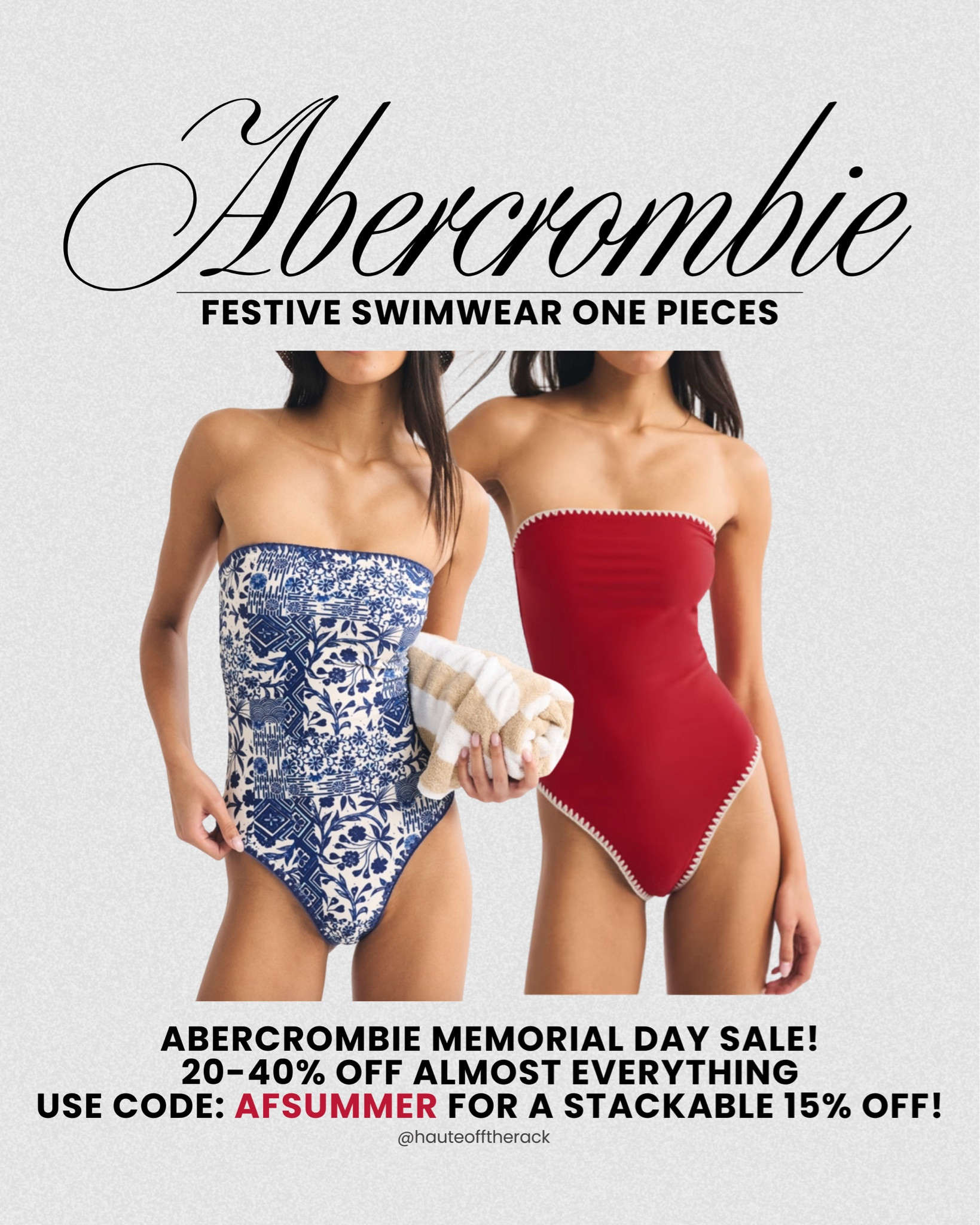 ABERCROMBIE MEMORIAL DAY SALE!

20-40% OFF almost everything
USE CODE: AFSUMMER for a stackable 15% OFF!

#swimwear #onepiece #swimsuit #abercrombie #salealert #memorialdaysale #summeroutfits 



#LTKSeasonal #LTKSwim #LTKSaleAlert