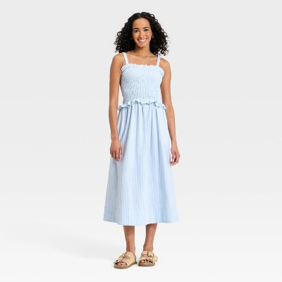 Women's Woven Maxi Sundress - Universal Thread™ Blue Striped M | Target