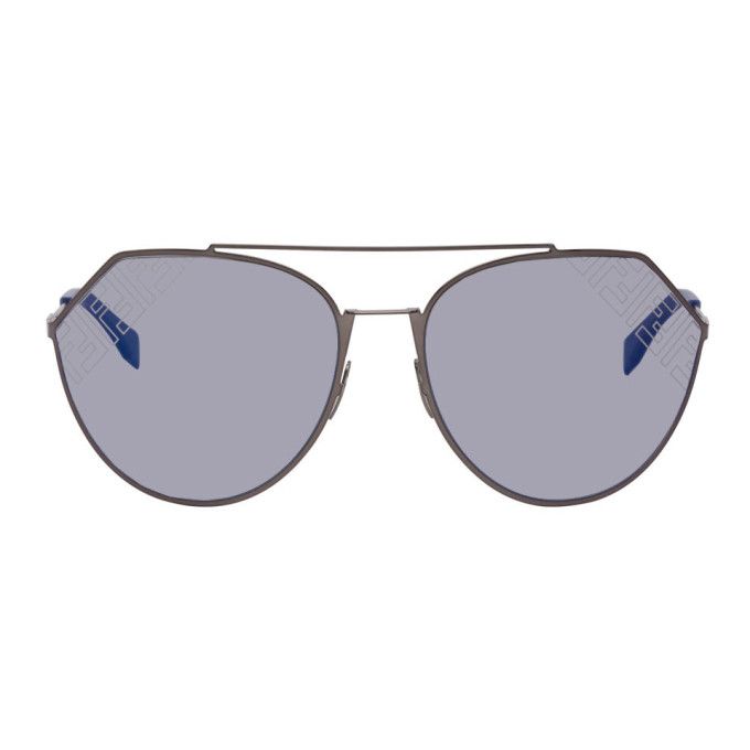 Fendi Gunmetal and Blue Forever Fendi Sunglasses | SSENSE 
